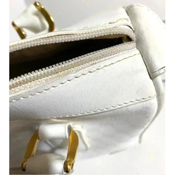 Gucci white  micro monogram canvas leather satchel handbag - Picture 5 of 12